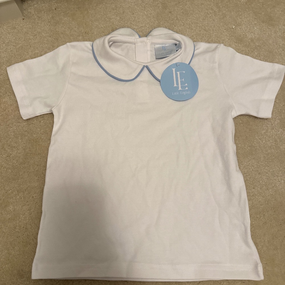 NWT Little English short sleeved Peter Pan collar shirt size 5